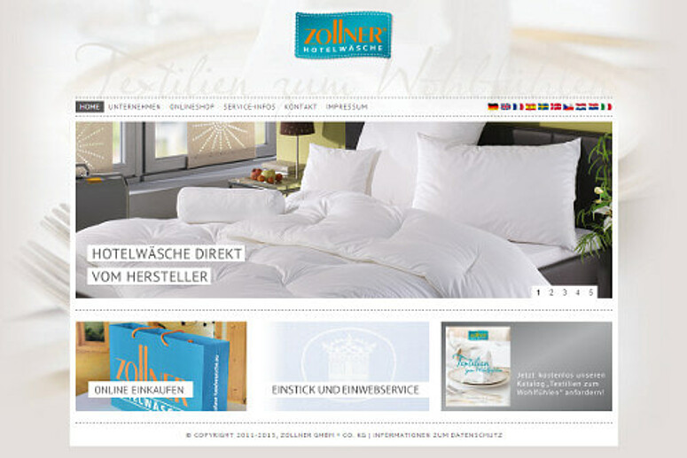 Onlineshop Zollner Hotelwäsche mit Modified